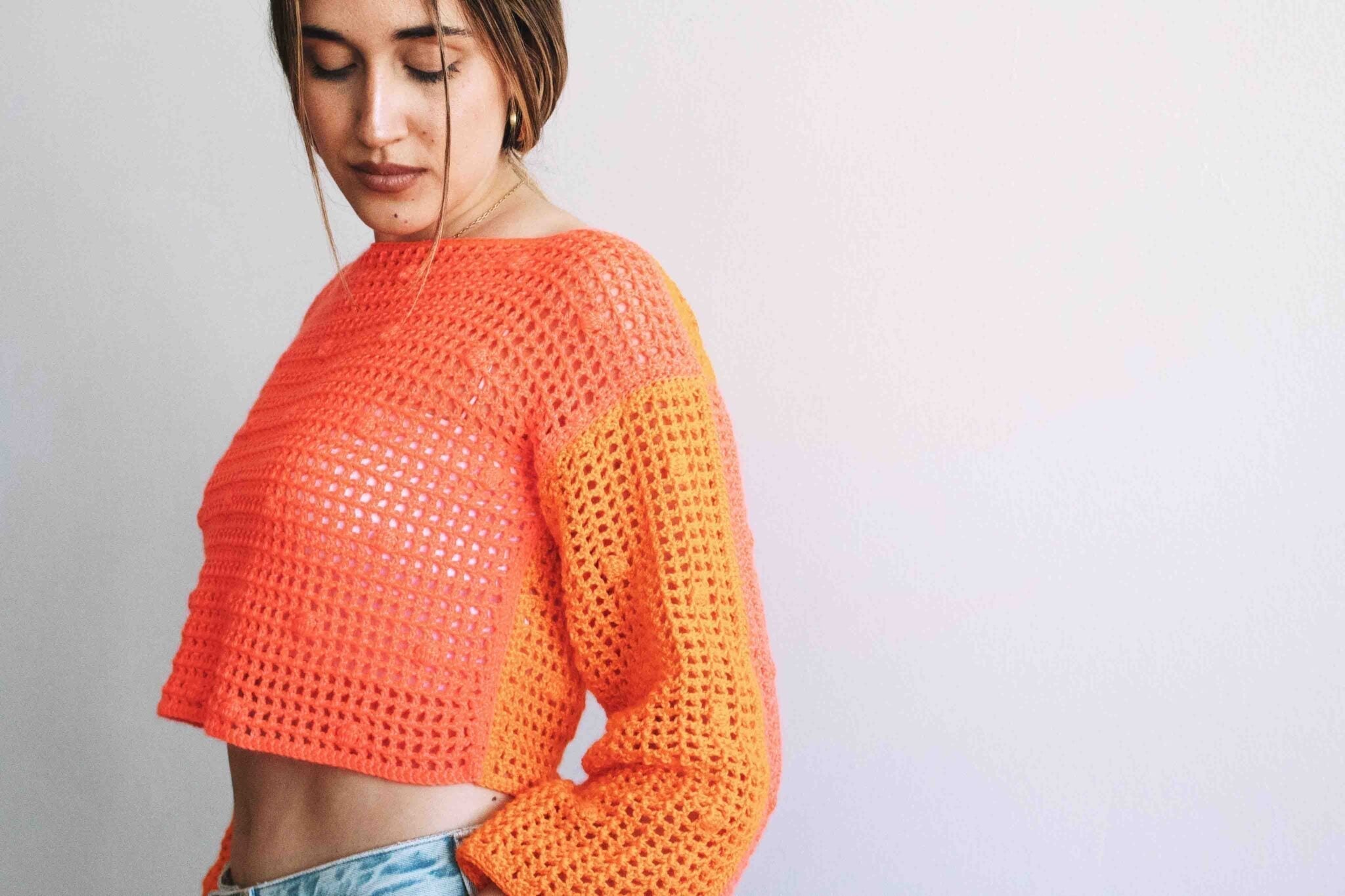 Patrón Nuri Sweater: jersey crop y colores flúor