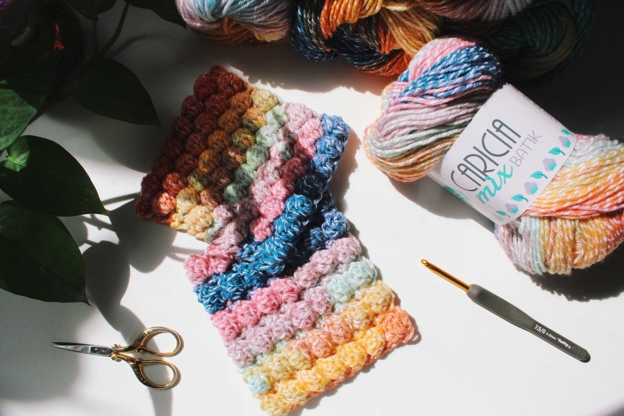 Cómo tejer el punto Popcorn en ganchillo paso a paso con Caricia Mix Batik